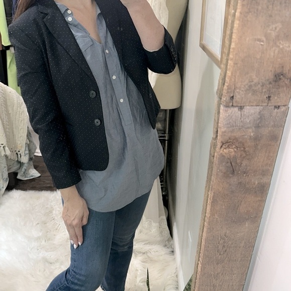 Ann Taylor Navy Blazer with Polka Dot print size 4 - Picture 2 of 6